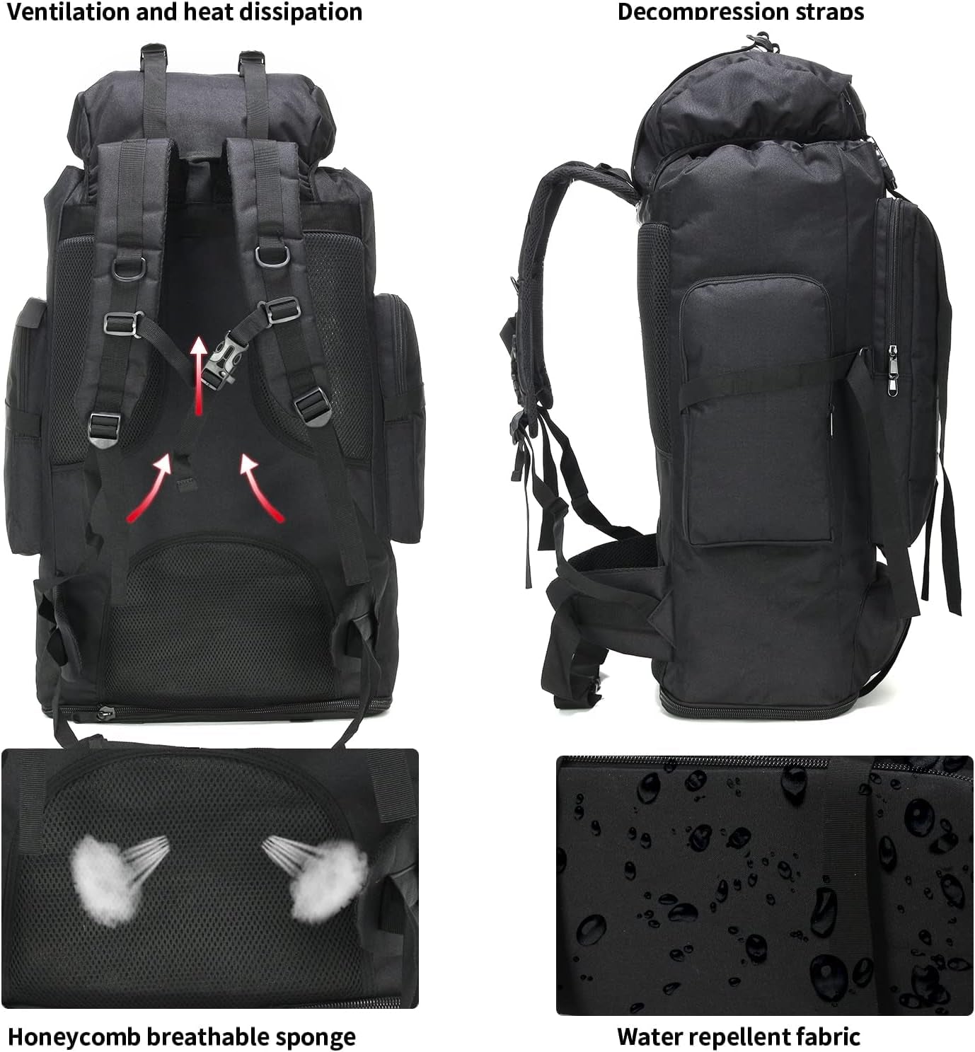 Hiking Backpack for Men 70L/100L Camping Backpack Military Rucksack Molle 3 Days Assault Pack for Climbing