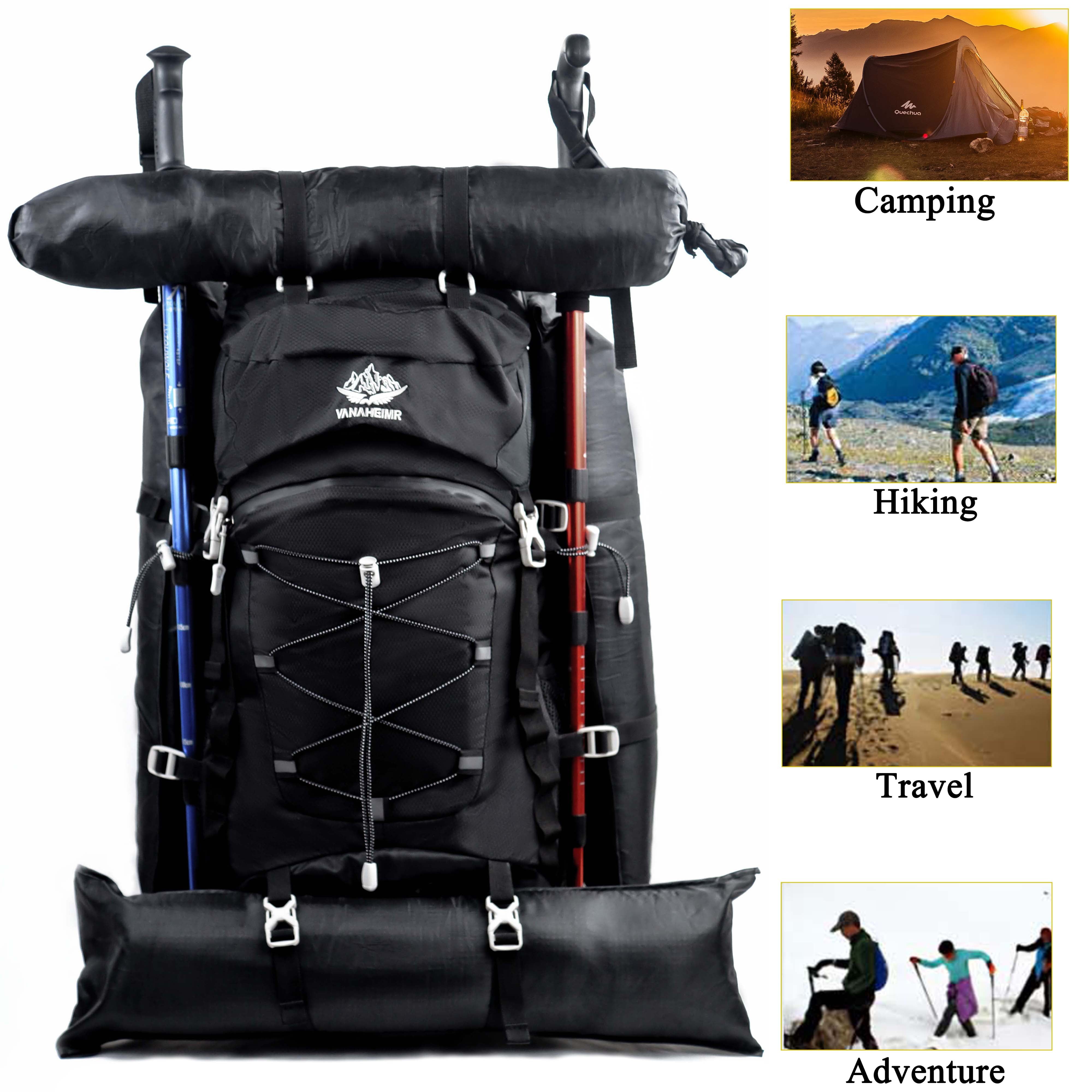 60L Travel Hiking Camping Backpack with Rain Cover, Backpack Water Resistant,Climbing Backpack for Men Women