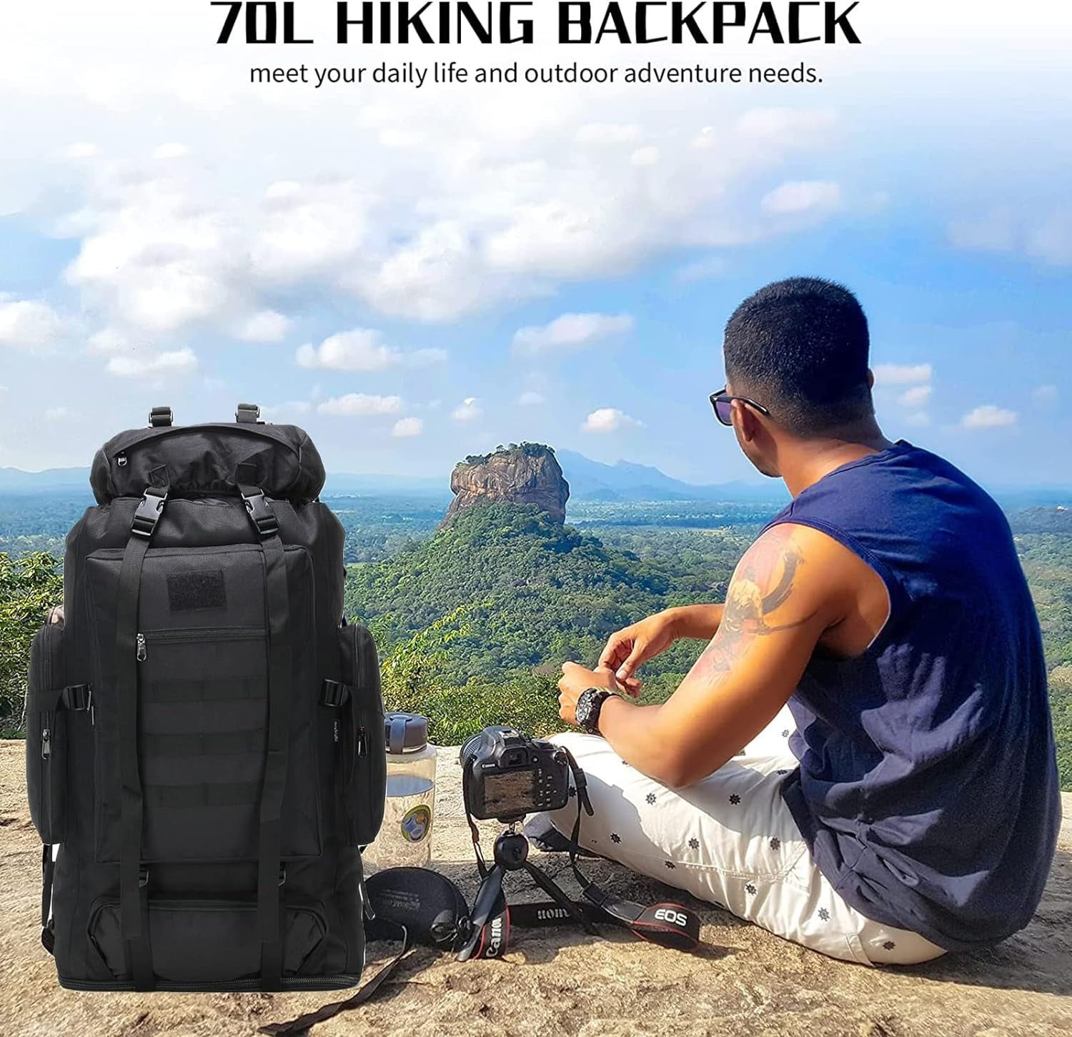 Hiking Backpack for Men 70L/100L Camping Backpack Military Rucksack Molle 3 Days Assault Pack for Climbing